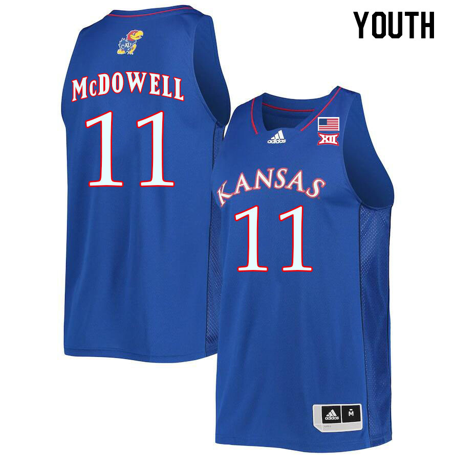 Youth #11 Jamari McDowell Kansas Jayhawks College Basketball Jerseys Stitched Sale-Royal